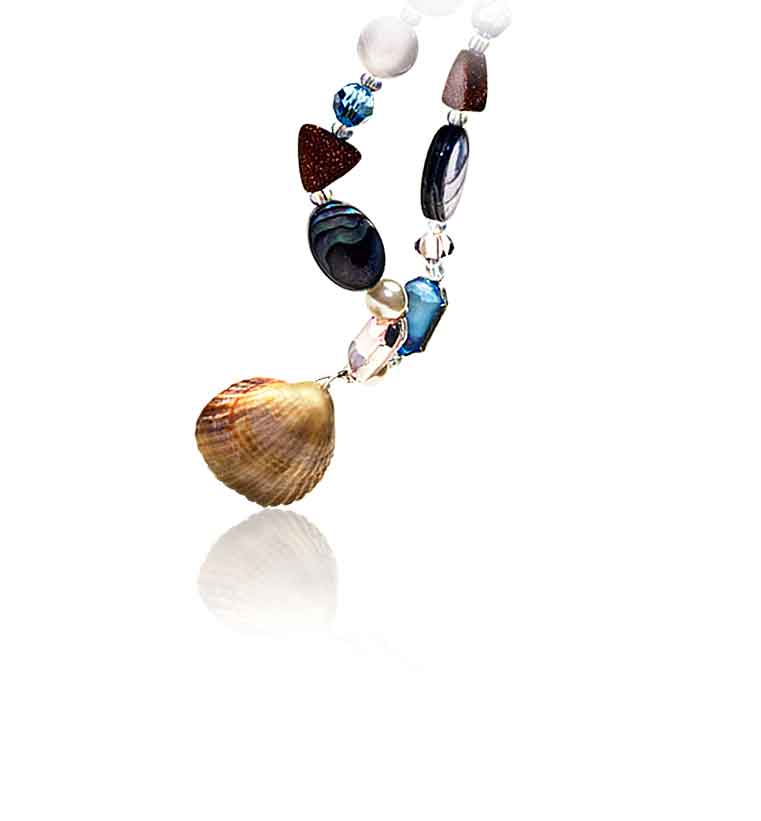 Armkettchen mit Muschel, Perlmutt, Perle, Goldfluss und Swarovski