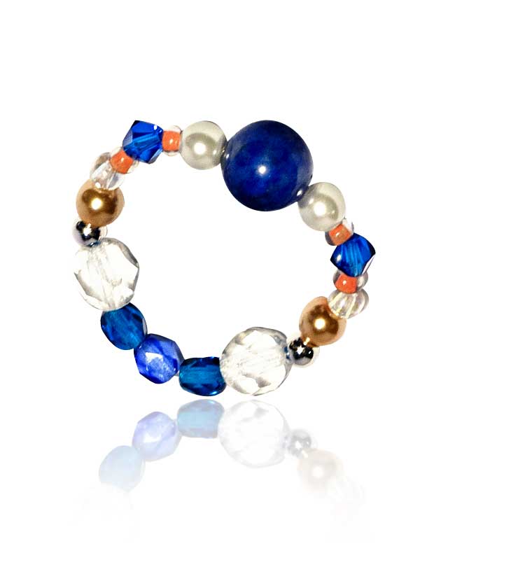 Ring mit Edelstein, Perlen, Swarovski und Glasschliff